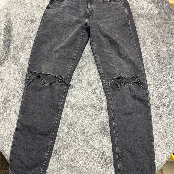 American Eagle 90s Jeans Mom Jeans Straight Strigid Distressed High Rise Size 4 - Picture 2 of 6